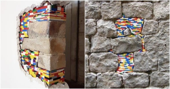 El artista que repara grietas con LEGOS