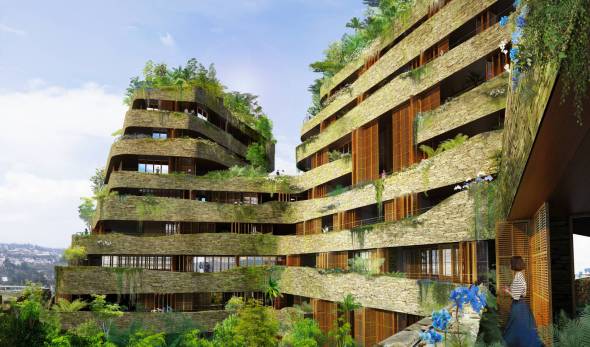 Aquarela de Jean Nouvel usa verdor y vegetación en residencias